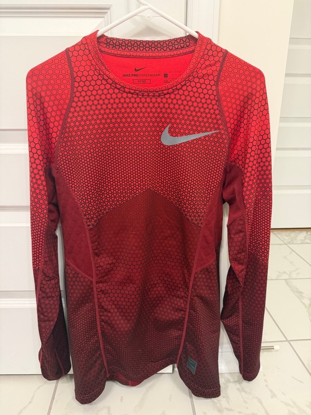 Nike Red pro hyperwarm Long Sleeve Athletic Top and pant  **** selling as set